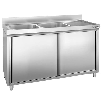 GGM Gastro Tủ Bồn Rửa Inox PREMIUM - 1400x700mm - 2 Chậu Bên Trái