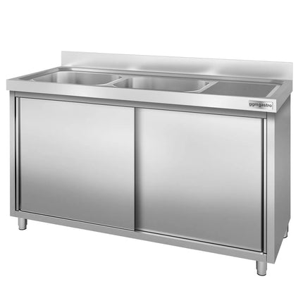 GGM Gastro Tủ Bồn Rửa Inox PREMIUM - 1400x700mm - 2 Chậu Bên Trái