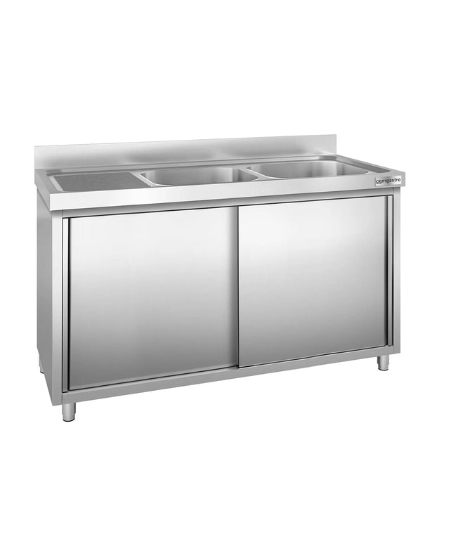 GGM Gastro Tủ Bồn Rửa Inox PREMIUM - 1600x600mm - 2 Chậu Giữa
