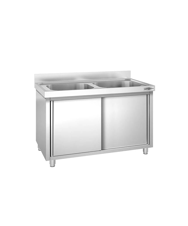 GGM Gastro Tủ Bồn Rửa Inox PREMIUM - 1600x600mm - 2 Chậu Giữa