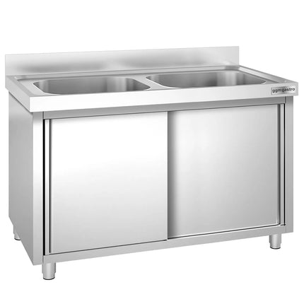 GGM Gastro Tủ Bồn Rửa Inox PREMIUM - 1600x600mm - 2 Chậu Giữa