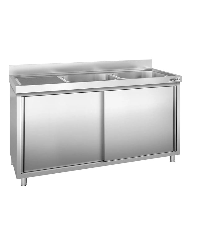 GGM Gastro Tủ Bồn Rửa Inox PREMIUM - 1800x600mm - 2 Chậu Bên Phải