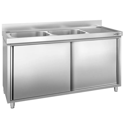 GGM Gastro Tủ Bồn Rửa Inox PREMIUM - 1800x600mm - 2 Chậu Bên Trái