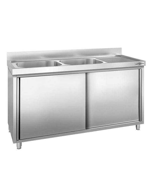 GGM Gastro Tủ Bồn Rửa Inox PREMIUM - 1800x700mm - 2 Chậu Bên Trái