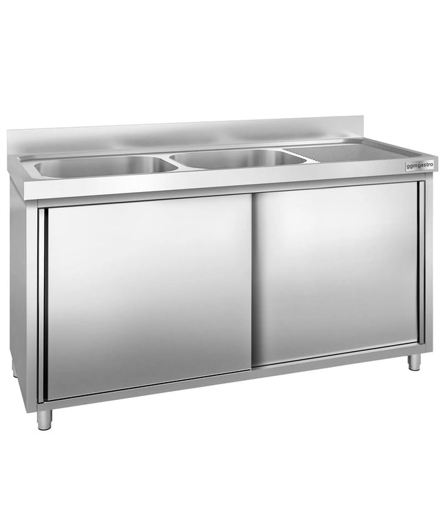 GGM Gastro Tủ Bồn Rửa Inox PREMIUM - 2000x600mm - 2 Chậu Bên Trái