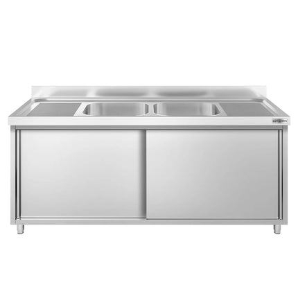 GGM Gastro Tủ Bồn Rửa Inox PREMIUM - 2000x600mm - 2 Chậu Giữa