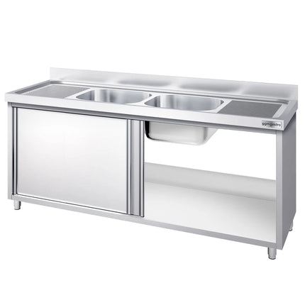 GGM Gastro Tủ Bồn Rửa Inox PREMIUM - 2000x600mm - 2 Chậu Giữa