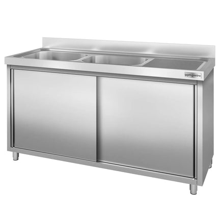 GGM Gastro Tủ Bồn Rửa Inox PREMIUM - 2000x700mm - 2 Chậu Bên Trái