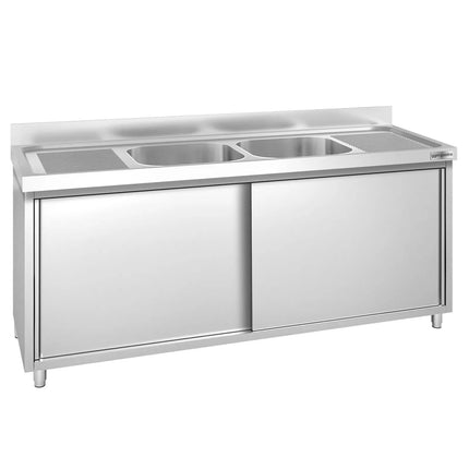 GGM Gastro Tủ Bồn Rửa Inox PREMIUM - 2000x700mm - 2 Chậu Giữa