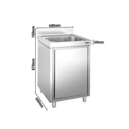 GGM Gastro Tủ Bồn Rửa Inox PREMIUM - 600x600mm - 1 Chậu Giữa