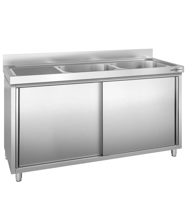 GGM Gastro Tủ Chậu Rửa PREMIUM - 2000x600mm - 2 Chậu Bên Phải
