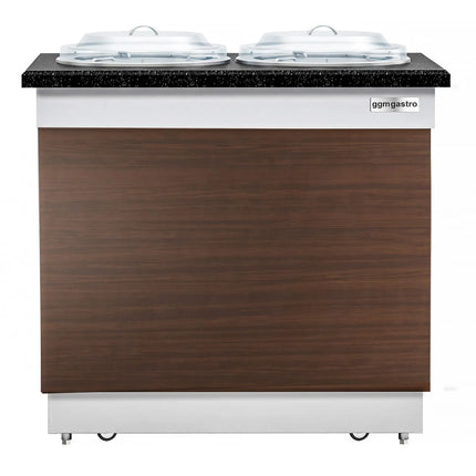 GGM Gastro Tủ Giữ Nóng Đĩa DUBLIN - 1kW - 700mm - Có Bánh Xe - 100 Đĩa - Mặt Đá Granite