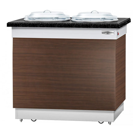 GGM Gastro Tủ Giữ Nóng Đĩa DUBLIN - 1kW - 700mm - Có Bánh Xe - 100 Đĩa - Mặt Đá Granite