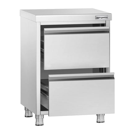 GGM Gastro Tủ Ngăn Kéo PREMIUM - Thép Không Gỉ - 2 Ngăn Kéo - 500x600mm