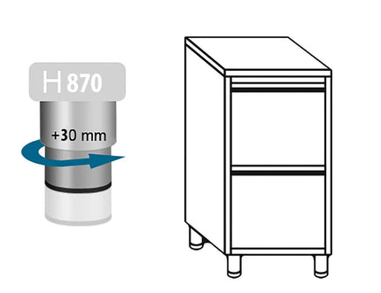 GGM Gastro Tủ Ngăn Kéo PREMIUM - Thép Không Gỉ - 2 Ngăn Kéo - 500x600mm