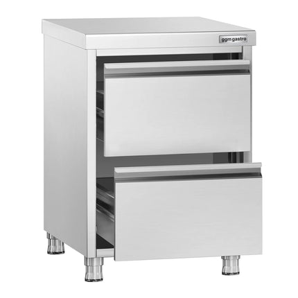GGM Gastro Tủ Ngăn Kéo PREMIUM - Thép Không Gỉ - 2 Ngăn Kéo - 500x700mm