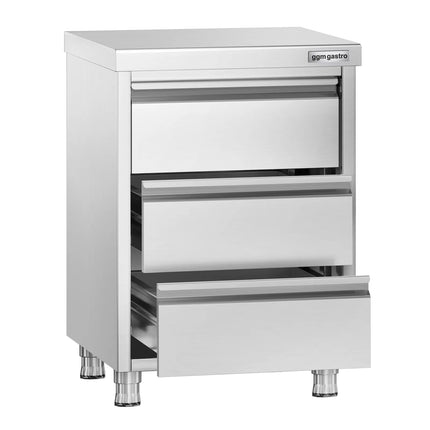 GGM Gastro Tủ Ngăn Kéo PREMIUM - Thép Không Gỉ - 3 Ngăn Kéo - 500x600mm