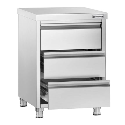GGM Gastro Tủ Ngăn Kéo PREMIUM - Thép Không Gỉ - 3 Ngăn Kéo - 500x700mm