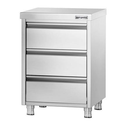 GGM Gastro Tủ Ngăn Kéo PREMIUM - Thép Không Gỉ - 3 Ngăn Kéo - 500x700mm