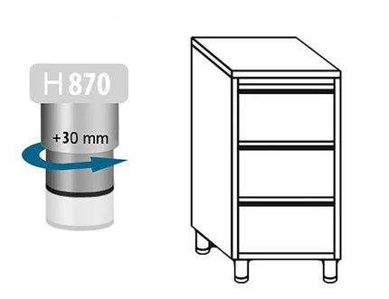 GGM Gastro Tủ Ngăn Kéo PREMIUM - Thép Không Gỉ - 3 Ngăn Kéo - 500x700mm