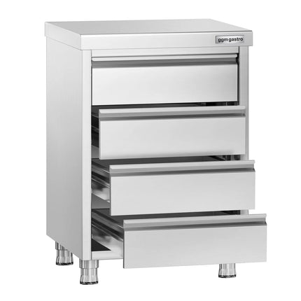 GGM Gastro Tủ Ngăn Kéo PREMIUM - Thép Không Gỉ - 4 Ngăn Kéo - 500x600mm