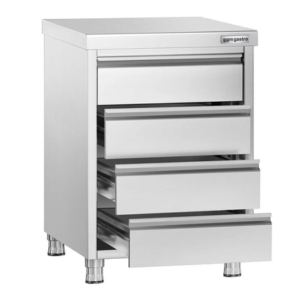 GGM Gastro Tủ Ngăn Kéo PREMIUM - Thép Không Gỉ - 4 Ngăn Kéo - 500x700mm