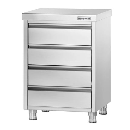 GGM Gastro Tủ Ngăn Kéo PREMIUM - Thép Không Gỉ - 4 Ngăn Kéo - 500x700mm