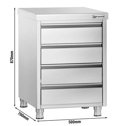 GGM Gastro Tủ Ngăn Kéo PREMIUM - Thép Không Gỉ - 4 Ngăn Kéo - 500x700mm