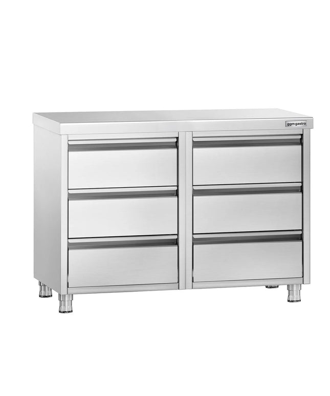 GGM Gastro Tủ Ngăn Kéo PREMIUM - Thép Không Gỉ - 6 Ngăn Kéo - 1000x600mm
