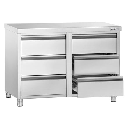 GGM Gastro Tủ Ngăn Kéo PREMIUM - Thép Không Gỉ - 6 Ngăn Kéo & Gờ Chắn 100mm - 1000x700mm