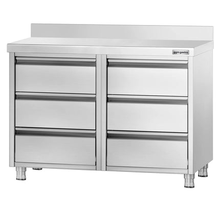 GGM Gastro Tủ Ngăn Kéo PREMIUM - Thép Không Gỉ - 6 Ngăn Kéo & Gờ Chắn 100mm - 1000x700mm