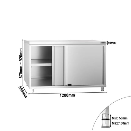 GGM Gastro Tủ Sàn Thép Không Gỉ PREMIUM - 1200x800mm - Cửa Lùa