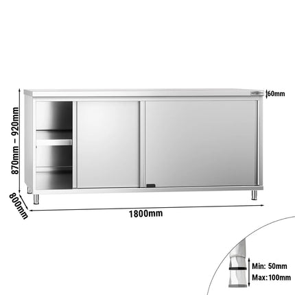 GGM Gastro Tủ Sàn Thép Không Gỉ PREMIUM - 1800x800mm - Cửa Lùa