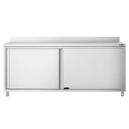 GGM Gastro Tủ Sàn Thép Không Gỉ PREMIUM - 2000x800mm - Cửa Lùa & Gờ Chắn