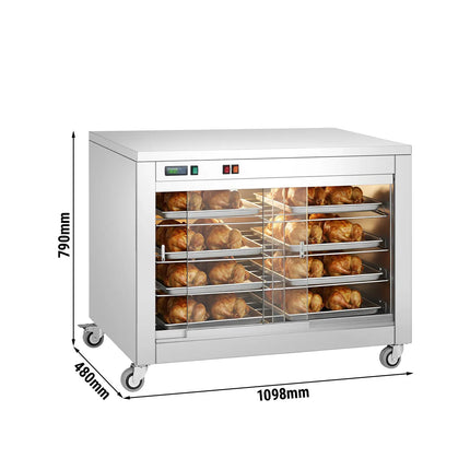 GGM Gastro Tủ Trưng Bày Giữ Nóng - Cửa Lùa Kính Trước & Tấm Kính Sau - 4 Tầng - 2kW - 1098x480x790mm