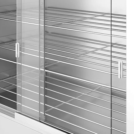 GGM Gastro Tủ Trưng Bày Giữ Nóng - Cửa Lùa Kính Trước & Tấm Kính Sau - 4 Tầng - 2kW - 1098x480x790mm