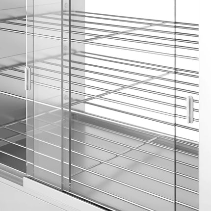 GGM Gastro Tủ Trưng Bày Giữ Nóng - Cửa Lùa Kính Trước & Tấm Kính Sau - 4 Tầng - 2kW - 1098x480x840mm