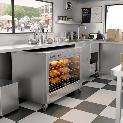 GGM Gastro Tủ Trưng Bày Giữ Nóng - Cửa Lùa Kính Trước & Tấm Kính Sau - 4 Tầng - 2kW - 1098x480x840mm