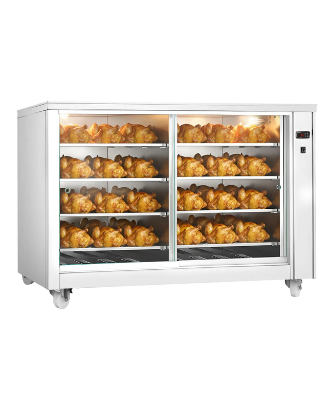 GGM Gastro Tủ Trưng Bày Giữ Nóng - Cửa Lùa Kính Trước & Tấm Kính Sau - 8 Tầng - 2kW - 1395x910x1020mm