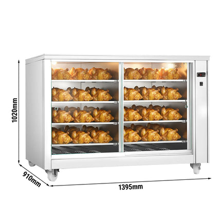 GGM Gastro Tủ Trưng Bày Giữ Nóng - Cửa Lùa Kính Trước & Tấm Kính Sau - 8 Tầng - 2kW - 1395x910x1020mm