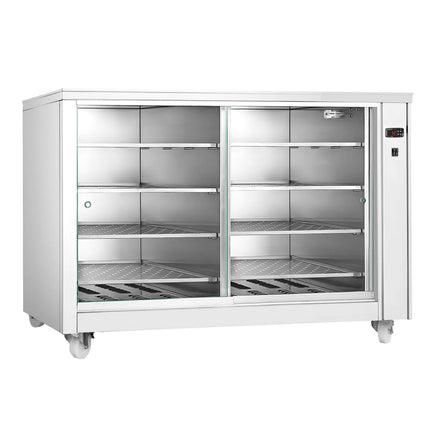 GGM Gastro Tủ Trưng Bày Giữ Nóng - Cửa Lùa Kính Trước & Tấm Kính Sau - 8 Tầng - 2kW - 1395x910x1020mm