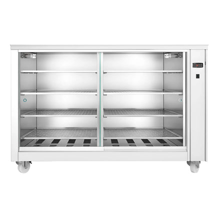 GGM Gastro Tủ Trưng Bày Giữ Nóng - Cửa Lùa Kính Trước & Tấm Kính Sau - 8 Tầng - 2kW - 1395x910x1020mm