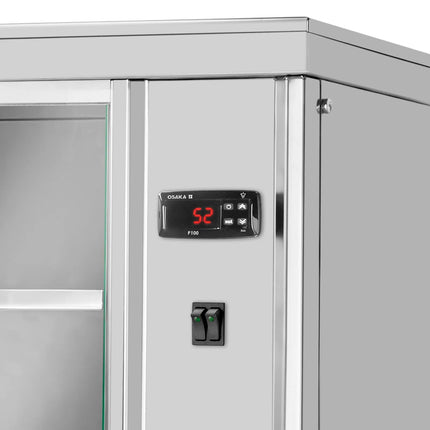 GGM Gastro Tủ Trưng Bày Giữ Nóng - Cửa Lùa Kính Trước & Tấm Kính Sau - 8 Tầng - 2kW - 1395x910x1020mm