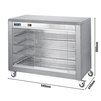 GGM Gastro Tủ Trưng Bày Giữ Nóng - Cửa Lùa Trước & Sau - 4 Tầng - 1.8kW - 940x690x880mm