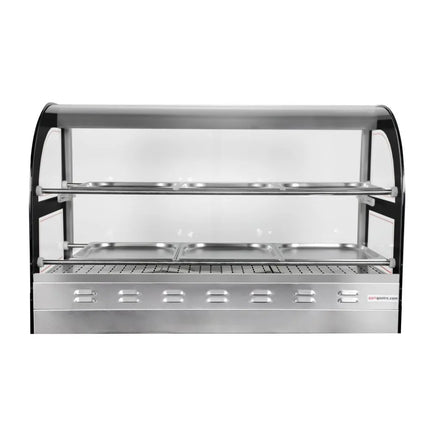 GGM Gastro Tủ Trưng Bày Giữ Nóng Gà Quay - 1098mm - 1.8kW - 2 Tầng - Có Thớt Lạng Kéo Ra
