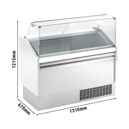 GGM Gastro Tủ Trưng Bày Kem LEVI - 1310mm - Làm Lạnh Tĩnh - Đèn LED - Cho 7 Khay Napoli 5L - Trắng