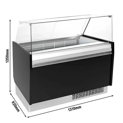 GGM Gastro Tủ Trưng Bày Kem LEVI - 1310mm - Làm Lạnh Tĩnh - Đèn LED - Cho 7 Khay Napoli 5L - Đen