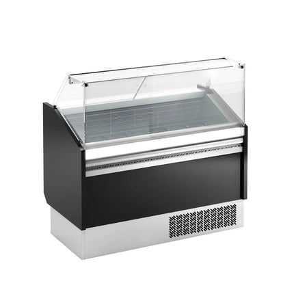 GGM Gastro Tủ Trưng Bày Kem LEVI - 1310mm - Làm Lạnh Tĩnh - Đèn LED - Cho 7 Khay Napoli 5L - Đen
