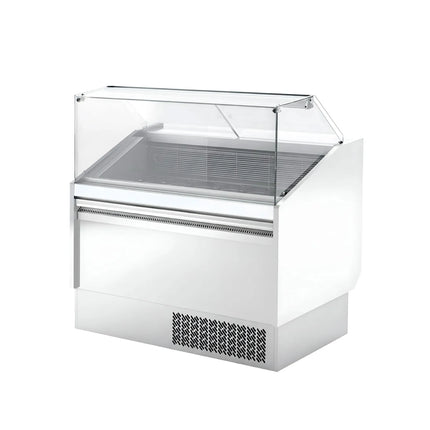 GGM Gastro Tủ Trưng Bày Kem LEVI - 1310mm - Làm Lạnh Tĩnh - Đèn LED - Cho 7 Khay Napoli 5L - Trắng