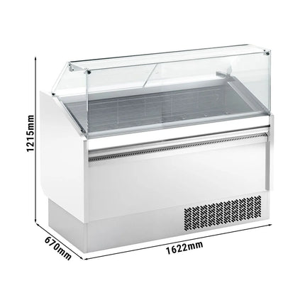 GGM Gastro Tủ Trưng Bày Kem LEVI - 1620mm - Làm Lạnh Tĩnh - Đèn LED - Cho 9+9 Khay Napoli 5L - Trắng
